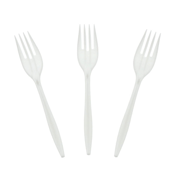 AmerCareRoyal Take-Out/Dine-In/Disposable Cutlery And Utensils/Disposable Cutlery/Disposable Forks Medium Weight White Polypropylene Forks, Case of 1,000