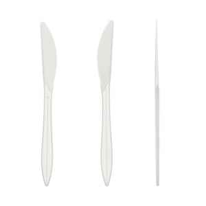 AmerCareRoyal Take-Out/Dine-In/Disposable Cutlery And Utensils/Disposable Cutlery/Disposable Knives Medium Weight White Polypropylene Individually Wrapped Knives, Case of 1,000