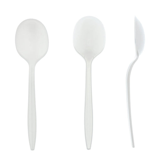 AmerCareRoyal Take-Out/Dine-In/Disposable Cutlery And Utensils/Disposable Cutlery/Disposable Spoons Medium Weight White Polypropylene Soup Spoons, Case of 1,000
