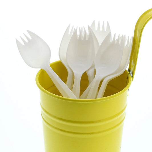 AmerCareRoyal Take-Out/Dine-In/Disposable Cutlery And Utensils/Disposable Cutlery/Disposable Spoons Medium Weight White Polypropylene Sporks, Case of 1,000