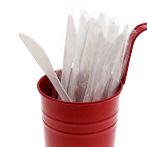 AmerCareRoyal Take-Out/Dine-In/Disposable Cutlery And Utensils/Disposable Cutlery/Disposable Knives Medium Weight White Polypropylene Individually Wrapped Knives, Case of 1,000
