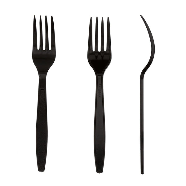 AmerCareRoyal Take-Out/Dine-In/Disposable Cutlery And Utensils/Disposable Cutlery/Disposable Forks Heavy Black Polystyrene Forks, Case of 1,000