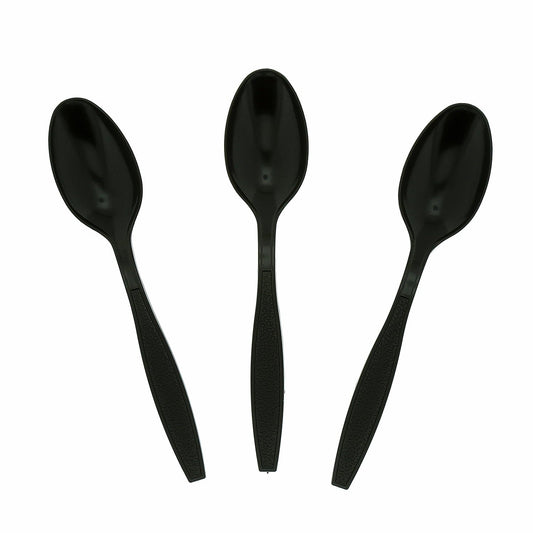 AmerCareRoyal Take-Out/Dine-In/Disposable Cutlery And Utensils/Disposable Cutlery/Disposable Spoons Heavy Black Polystyrene Teaspoons, Case of 1,000