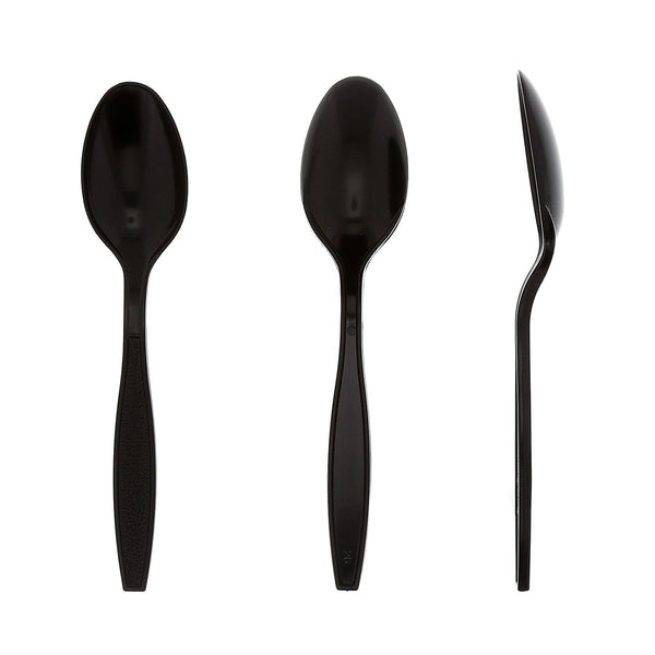 AmerCareRoyal Take-Out/Dine-In/Disposable Cutlery And Utensils/Disposable Cutlery/Disposable Spoons Heavy Black Polystyrene Teaspoons, Case of 1,000