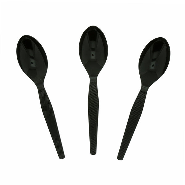 AmerCareRoyal Take-Out/Dine-In/Disposable Cutlery And Utensils/Disposable Cutlery/Disposable Spoons Medium Heavy Black Polystyrene Teaspoons, Case of 1,000