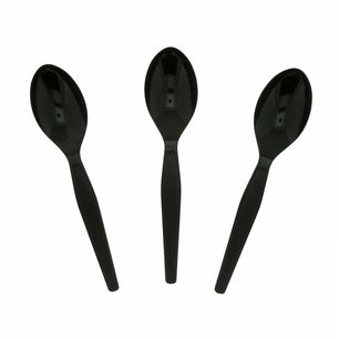 AmerCareRoyal Take-Out/Dine-In/Disposable Cutlery And Utensils/Disposable Cutlery/Disposable Spoons Medium Heavy Black Polystyrene Teaspoons, Case of 1,000