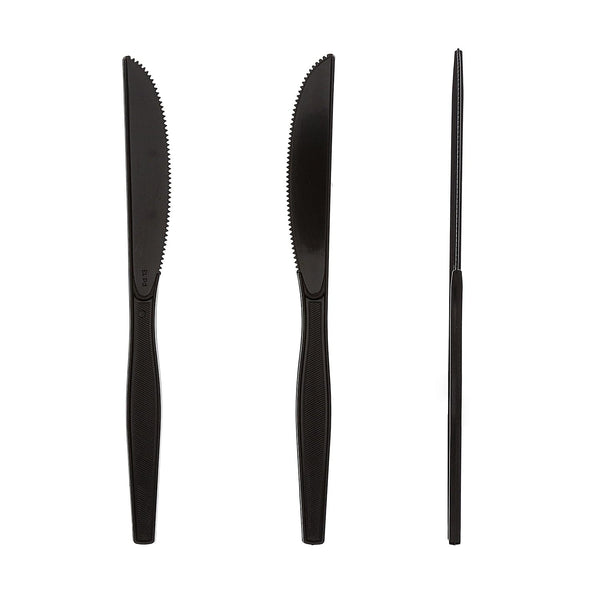 AmerCareRoyal Take-Out/Dine-In/Disposable Cutlery And Utensils/Disposable Cutlery/Disposable Knives Medium Heavy Black Polystyrene Knives, Case of 1,000