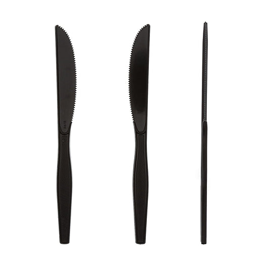 AmerCareRoyal Take-Out/Dine-In/Disposable Cutlery And Utensils/Disposable Cutlery/Disposable Knives Medium Heavy Black Polystyrene Knives, Case of 1,000
