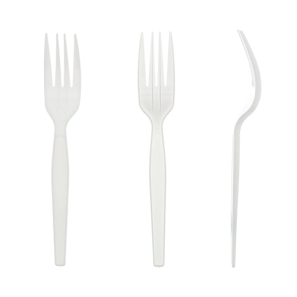 AmerCareRoyal Take-Out/Dine-In/Disposable Cutlery And Utensils/Disposable Cutlery/Disposable Forks Medium Heavy White Polystyrene Forks, Case of 1,000