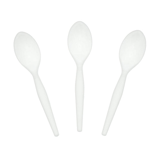 AmerCareRoyal Take-Out/Dine-In/Disposable Cutlery And Utensils/Disposable Cutlery/Disposable Spoons Medium Heavy White Polystyrene Teaspoons, Case of 1,000