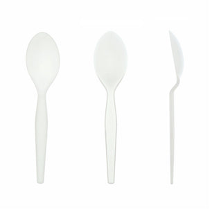 AmerCareRoyal Take-Out/Dine-In/Disposable Cutlery And Utensils/Disposable Cutlery/Disposable Spoons Medium Heavy White Polystyrene Teaspoons, Case of 1,000