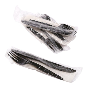 AmerCareRoyal Take-Out/Dine-In/Disposable Cutlery And Utensils/Disposable Cutlery/Disposable Cutlery Kits 3 Piece Kit Black Medium Heavy Weight Fork-Knife-12