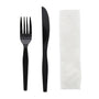 AmerCareRoyal Take-Out/Dine-In/Disposable Cutlery And Utensils/Disposable Cutlery/Disposable Cutlery Kits 3 Piece Kit Black Medium Heavy Weight Fork-Knife-12