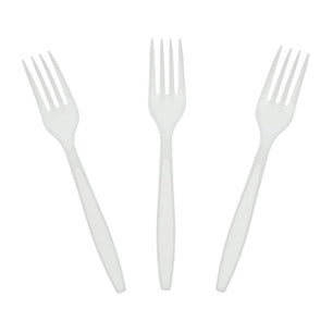 AmerCareRoyal Take-Out/Dine-In/Disposable Cutlery And Utensils/Disposable Cutlery/Disposable Forks Heavy White Polystyrene Forks, Case of 1,000