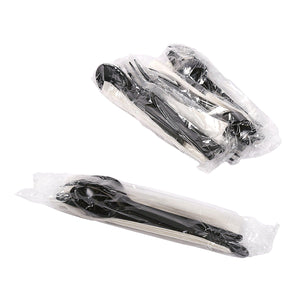AmerCareRoyal Take-Out/Dine-In/Disposable Cutlery And Utensils/Disposable Cutlery/Disposable Cutlery Kits 4 Piece Kit Black Heavy Weight Fork-Knife-Soup Spoon-13