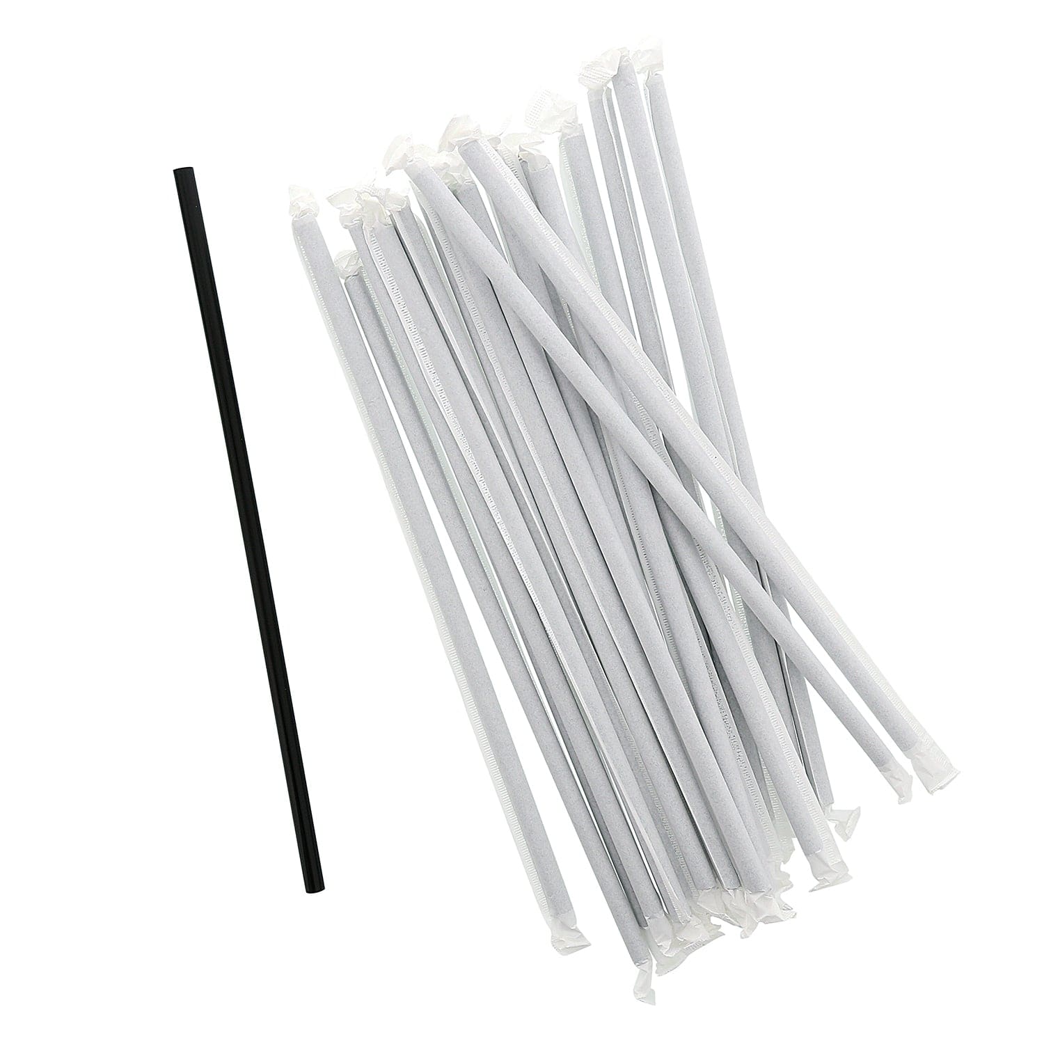 AmerCareRoyal Take-Out/Dine-In/Disposable Beverage Supplies/Straws 10.25" Giant Black Paper Wrapped Straws, Case of 1,200