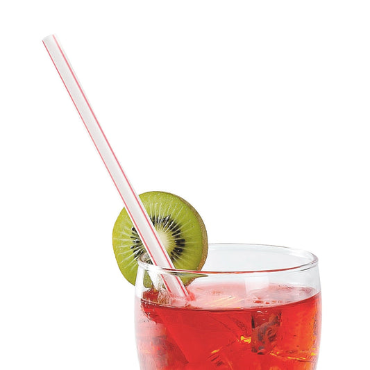 AmerCareRoyal Take-Out/Dine-In/Disposable Beverage Supplies/Straws 7.75" Giant White with Red Stripes Paper Wrapped Straws, Case of 7,200