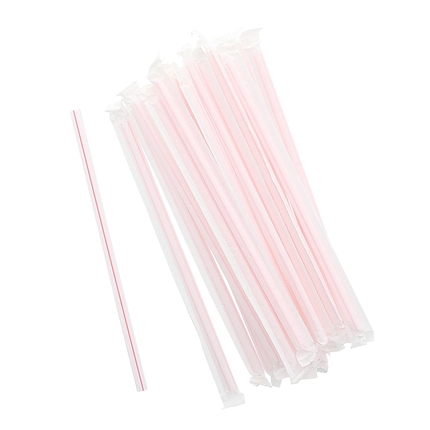 AmerCareRoyal Take-Out/Dine-In/Disposable Beverage Supplies/Straws 7.75" Giant White with Red Stripes Paper Wrapped Straws, Case of 7,200