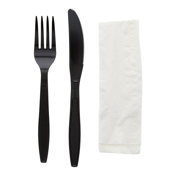 AmerCareRoyal Take-Out/Dine-In/Disposable Cutlery And Utensils/Disposable Cutlery/Disposable Cutlery Kits 3 Piece Kit Black Heavy Weight Fork-Knife-13