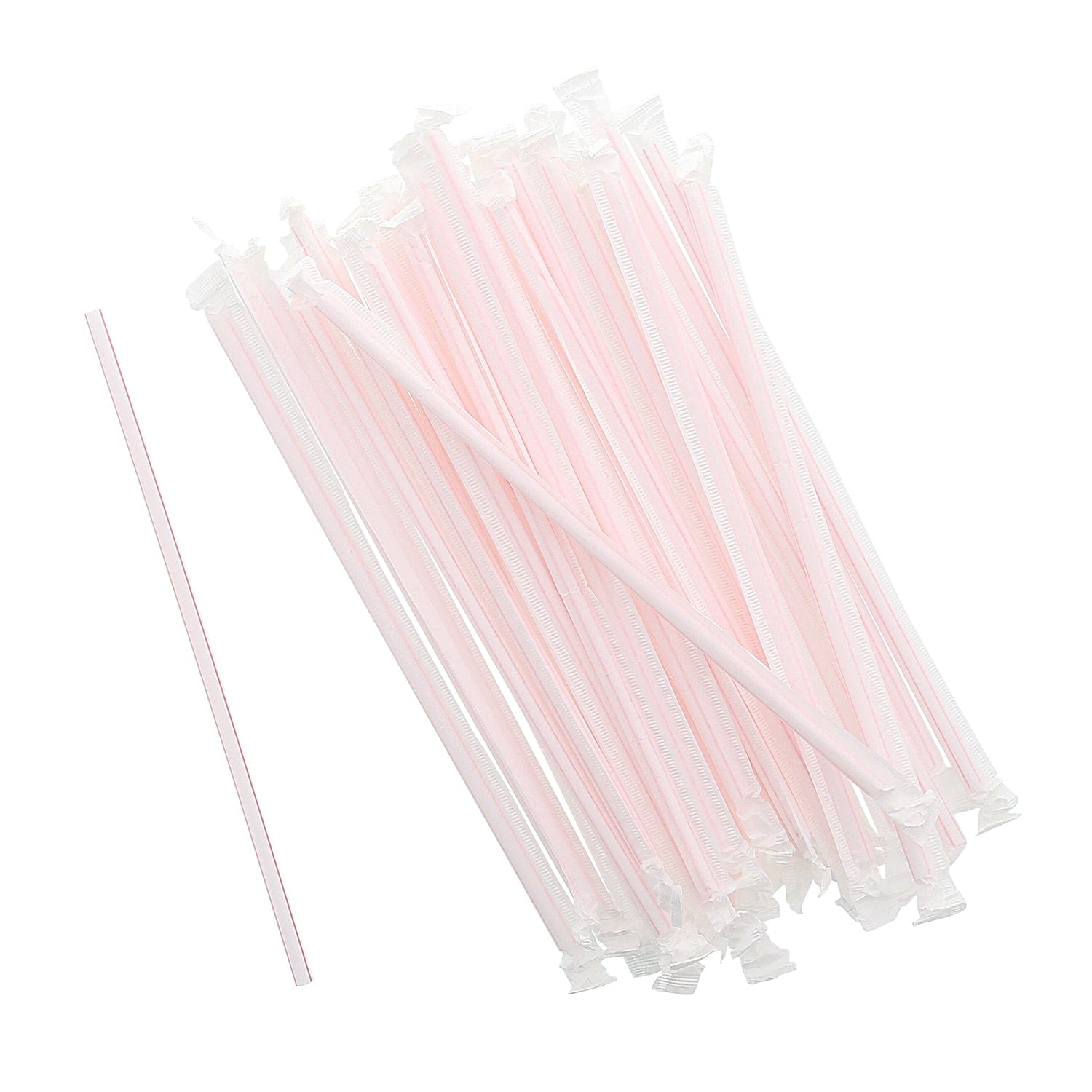 AmerCareRoyal Take-Out/Dine-In/Disposable Beverage Supplies/Straws 7.75" Jumbo White with Red Stripes Paper Wrapped Straws, Case of 12,000