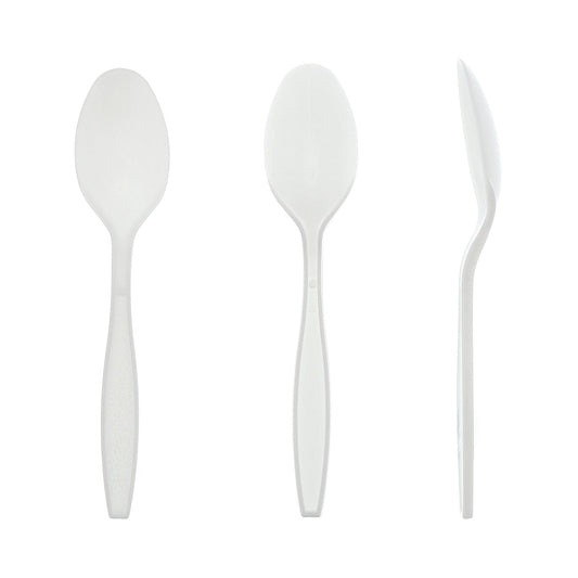 AmerCareRoyal Take-Out/Dine-In/Disposable Cutlery And Utensils/Disposable Cutlery/Disposable Spoons Heavy White Retail Boxed Polystyrene Teaspoons, Case of 1,000