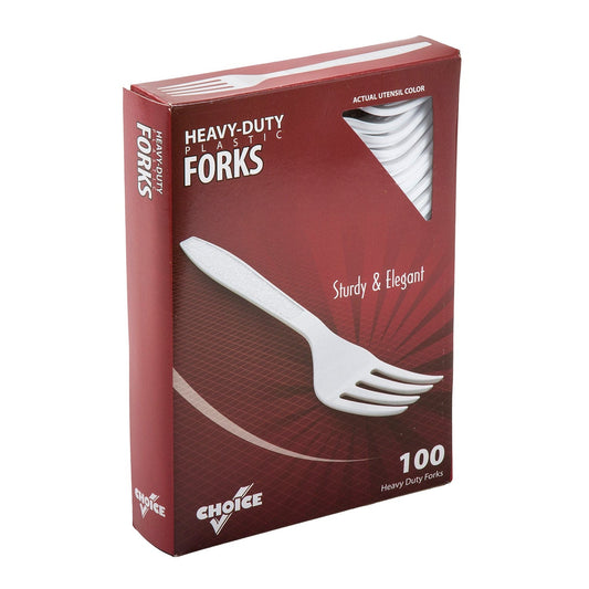 AmerCareRoyal Take-Out/Dine-In/Disposable Cutlery And Utensils/Disposable Cutlery/Disposable Forks Heavy White Retail Boxed Polystyrene Forks, Case of 1,000