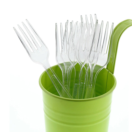AmerCareRoyal Take-Out/Dine-In/Disposable Cutlery And Utensils/Disposable Cutlery/Disposable Forks Heavy Clear Retail Boxed Polystyrene Forks, Case of 1,000