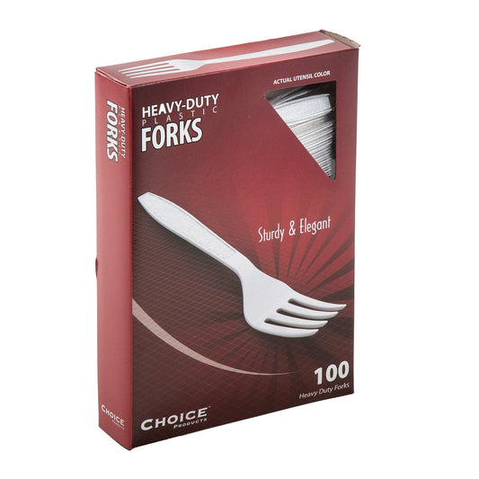 AmerCareRoyal Take-Out/Dine-In/Disposable Cutlery And Utensils/Disposable Cutlery/Disposable Forks Heavy Clear Retail Boxed Polystyrene Forks, Case of 1,000
