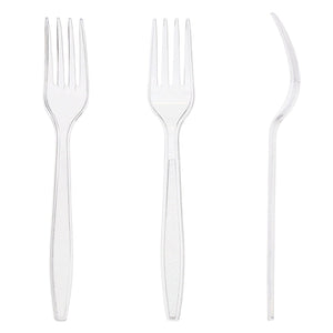 AmerCareRoyal Take-Out/Dine-In/Disposable Cutlery And Utensils/Disposable Cutlery/Disposable Forks Heavy Clear Retail Boxed Polystyrene Forks, Case of 1,000