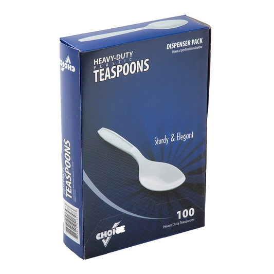 AmerCareRoyal Take-Out/Dine-In/Disposable Cutlery And Utensils/Disposable Cutlery/Disposable Spoons Heavy Clear Retail Boxed Polystyrene Teaspoons, Case of 1,000