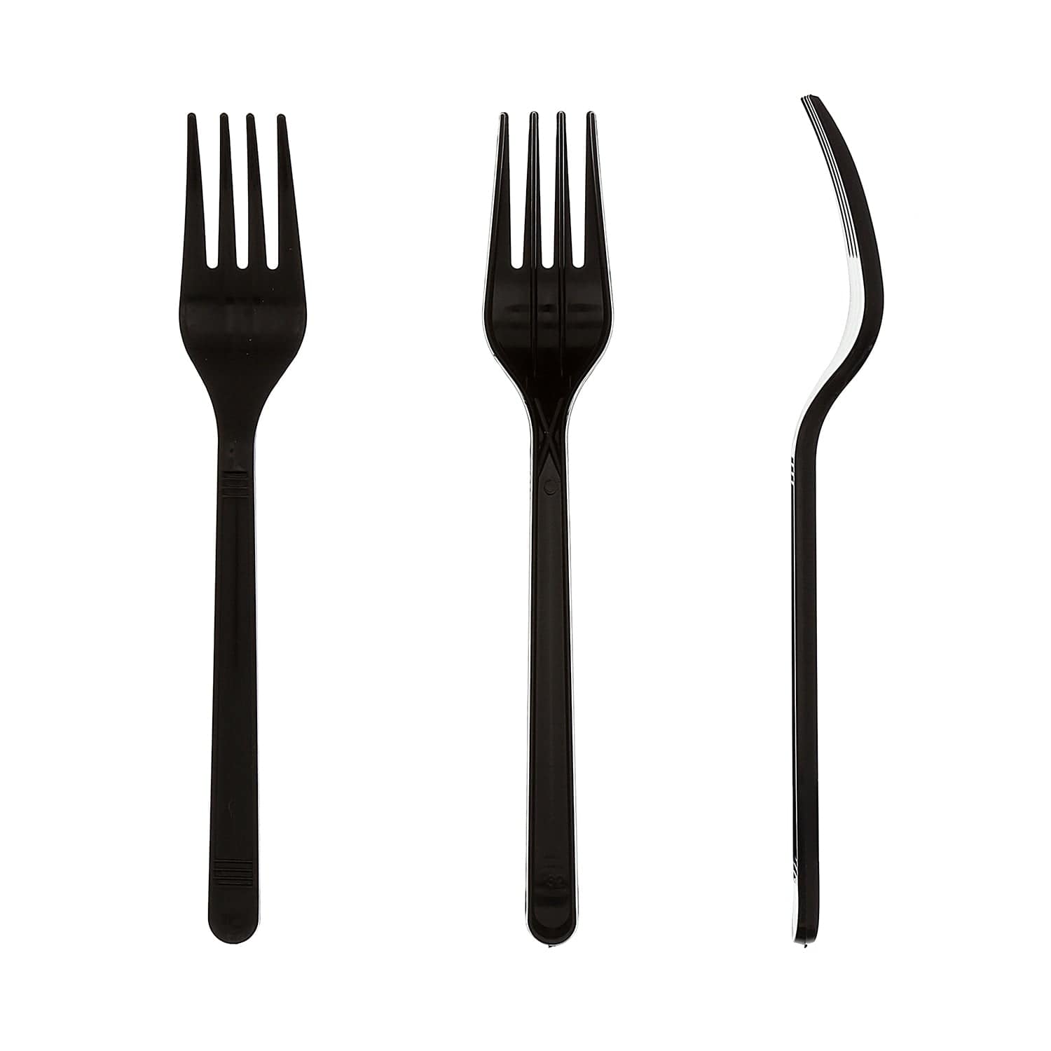 AmerCareRoyal Take-Out/Dine-In/Disposable Cutlery And Utensils/Disposable Cutlery/Disposable Forks Medium Heavy Weight Black Polypropylene Forks, Case of 1,000
