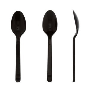 AmerCareRoyal Take-Out/Dine-In/Disposable Cutlery And Utensils/Disposable Cutlery/Disposable Spoons Medium Heavy Weight Black Polypropylene Teaspoons, Case of 1,000