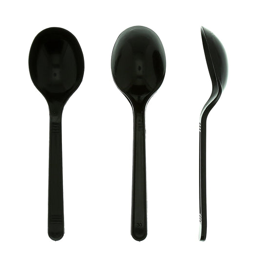 AmerCareRoyal Take-Out/Dine-In/Disposable Cutlery And Utensils/Disposable Cutlery/Disposable Spoons Medium Heavy Weight Black Polypropylene Soup Spoons, Case of 1,000