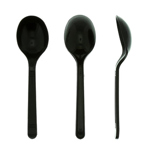 AmerCareRoyal Take-Out/Dine-In/Disposable Cutlery And Utensils/Disposable Cutlery/Disposable Spoons Medium Heavy Weight Black Polypropylene Soup Spoons, Case of 1,000