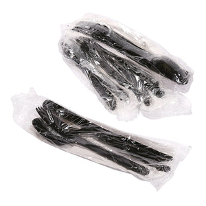 AmerCareRoyal Take-Out/Dine-In/Disposable Cutlery And Utensils/Disposable Cutlery/Disposable Cutlery Kits 4 Piece Kit Black Medium Heavy Fork-Spoon-Knife-12
