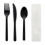 AmerCareRoyal Take-Out/Dine-In/Disposable Cutlery And Utensils/Disposable Cutlery/Disposable Cutlery Kits 4 Piece Kit Black Medium Heavy Fork-Spoon-Knife-12