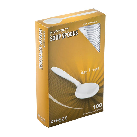 AmerCareRoyal Take-Out/Dine-In/Disposable Cutlery And Utensils/Disposable Cutlery/Disposable Spoons Heavy White Polystyrene Soup Spoons, Case of 1,000