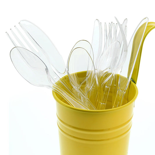 AmerCareRoyal Take-Out/Dine-In/Disposable Cutlery And Utensils/Disposable Cutlery/Disposable Cutlery Kits Heavy Clear Polystyrene Forks-Spoons-Knives, Case of 1,440