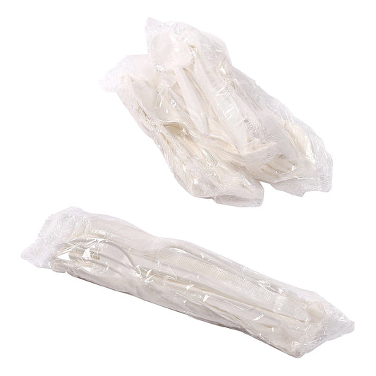 AmerCareRoyal Take-Out/Dine-In/Disposable Cutlery And Utensils/Disposable Cutlery/Disposable Cutlery Kits 4 Piece Kit White Medium Weight Fork-Knife-Teaspoon-12" x 13" Napkin, Case of 250