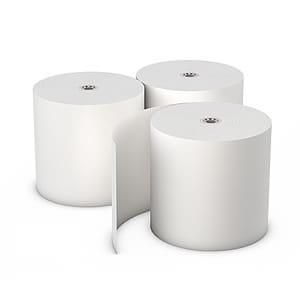 AmerCareRoyal POS Supplies/Bond Register Rolls 3.25" x 215' 1 Ply 7/16" ID Core White Bond Register Rolls, Case of 48
