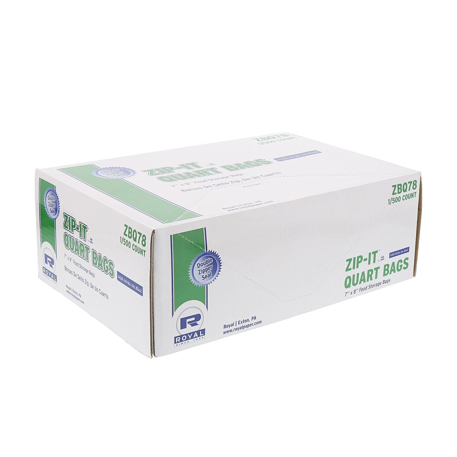 CiboWares.com Take-Out/Dine-In/Disposable Bags/Zip Bags 7" x 8" Double Zipper Quart Bags, Pack of 500