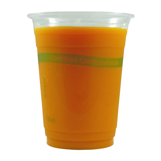 CiboWares.com Take-Out/Dine-In/Disposable Beverage Supplies 16 oz. Clear PLA Compostable Cups, Case of 1,000