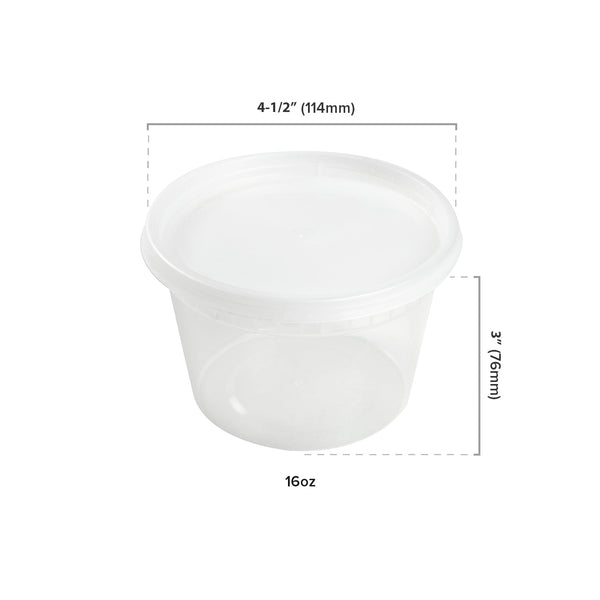Karat Poly Deli Containers with Lids, 16 oz, Clear, Pack of 240