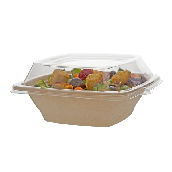 CiboWares.com Take-Out/Dine-In/Disposable Tableware/Disposable Bowls Clear Lid for 24-32-40 oz. Square Tan Bowls, Case of 300