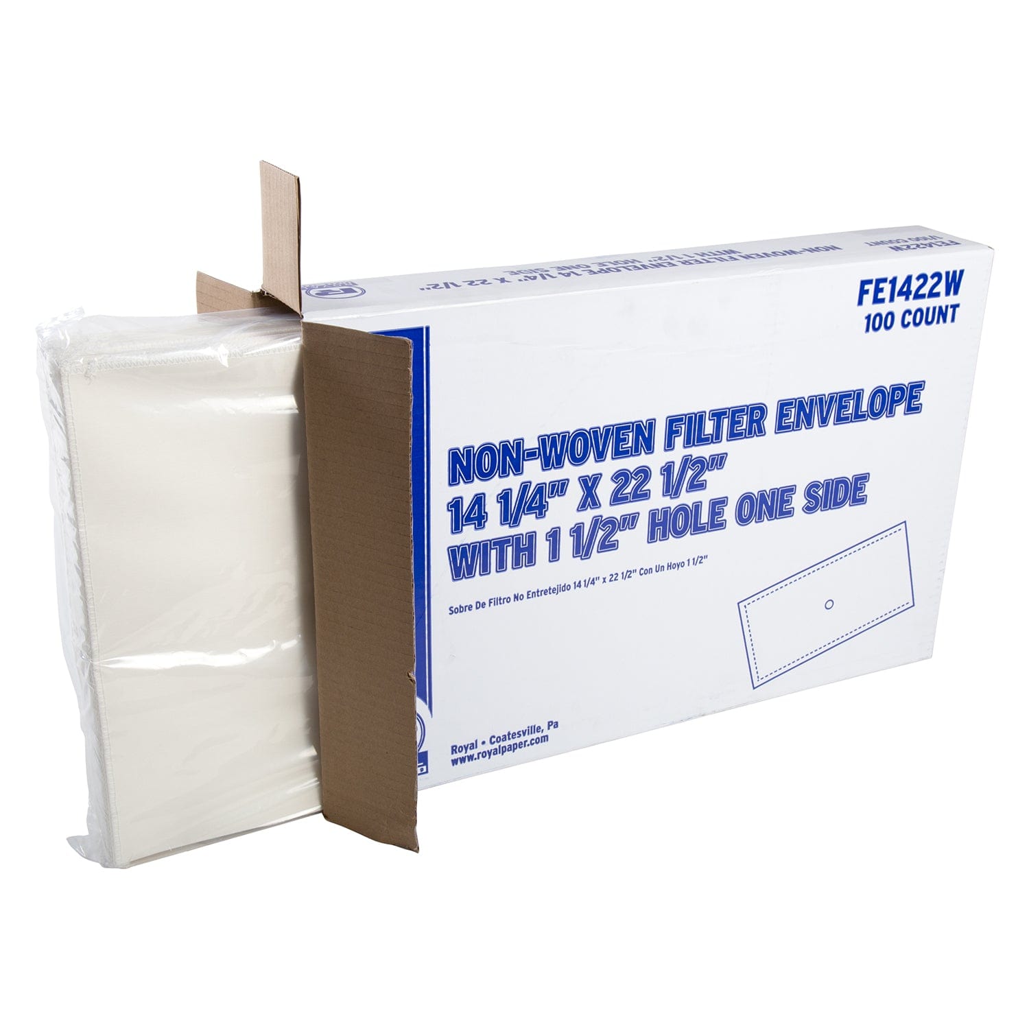 CiboWares.com Back of the House/Fry Oil Filtration/Filters 14" x 22.25" Non-Woven Filter Envelopes - 1.5" One Sided Hole, Pack of 100
