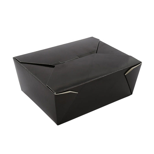CiboWares.com Take-Out/Dine-In/Take Out Containers/Take-Out Food Boxes Case of 300 #8 Black 6" x 4-3/4" x 2.5" Folded Takeout Boxes, 50 & 300