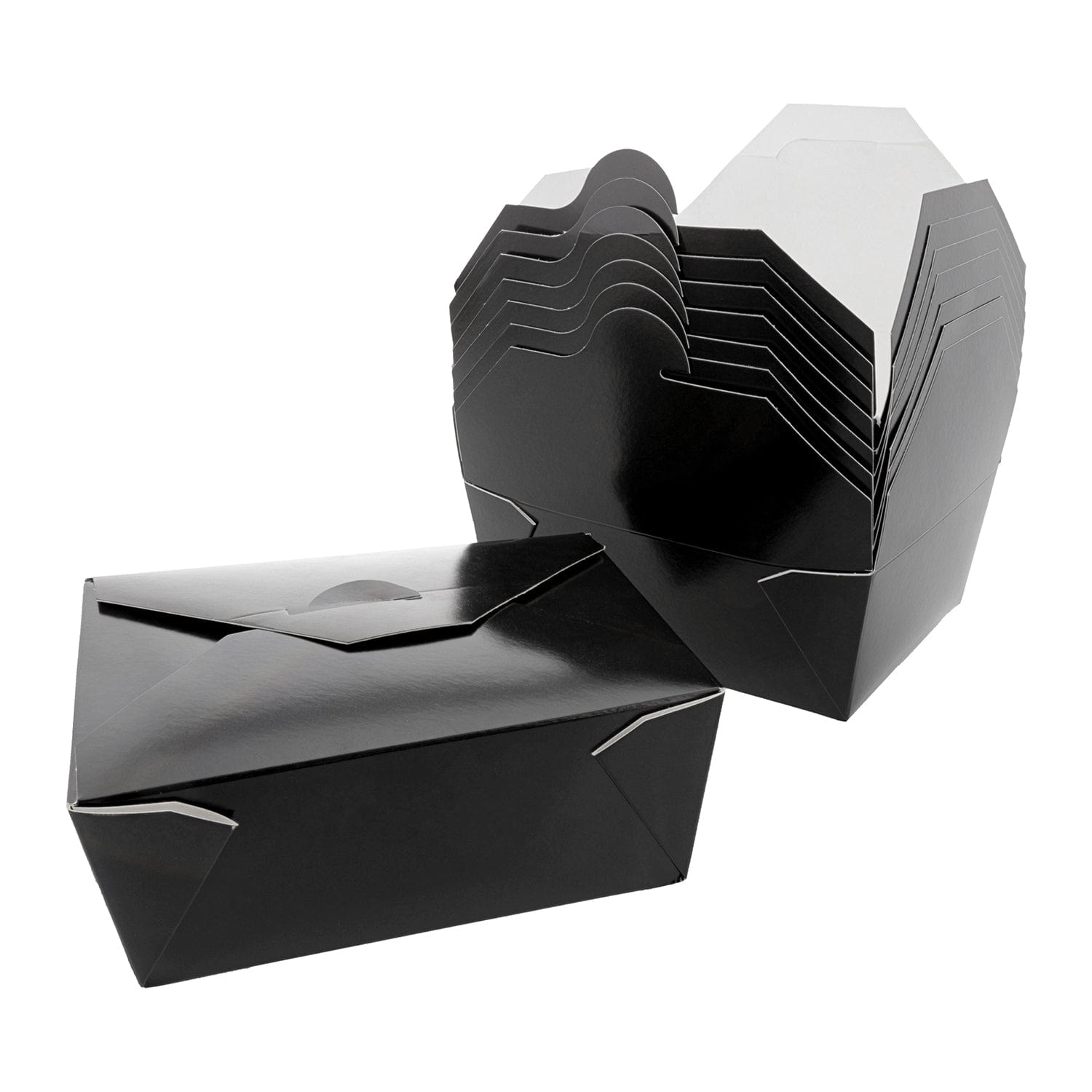 CiboWares.com Take-Out/Dine-In/Take Out Containers/Take-Out Food Boxes Case of 300 #8 Black 6" x 4-3/4" x 2.5" Folded Takeout Boxes, 50 & 300