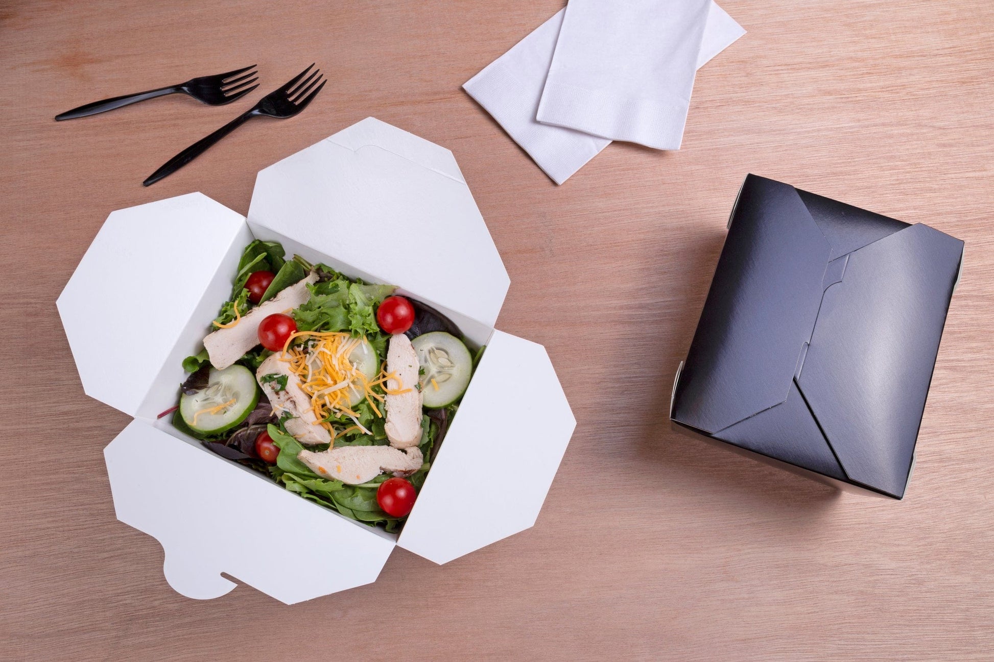 CiboWares.com Take-Out/Dine-In/Take Out Containers/Take-Out Food Boxes Case of 300 #8 Black 6" x 4-3/4" x 2.5" Folded Takeout Boxes, 50 & 300