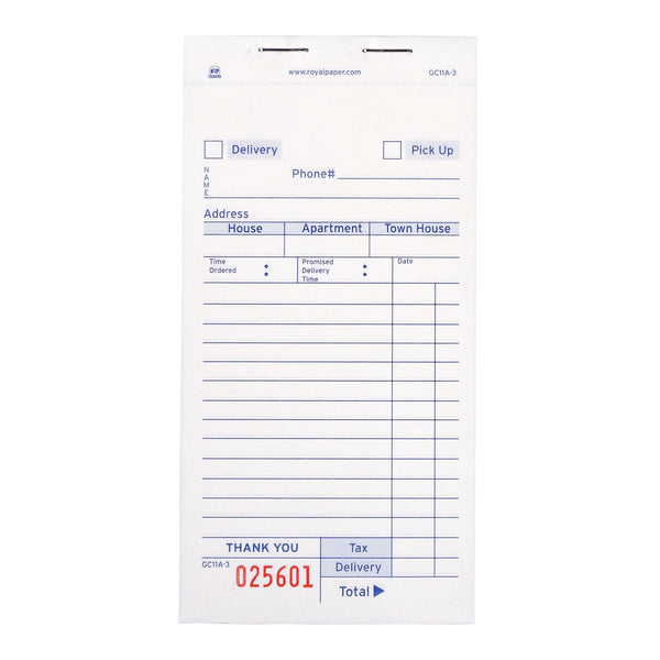 CiboWares.com POS Supplies/Guest Checks and Order Pads/Multiple Copy Case of 50 White Carbonless Delivery Forms-3 Part Booked, 10 & 50 Books