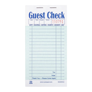 CiboWares.com POS Supplies/Guest Checks and Order Pads/Multiple Copy Case of 50 Green Interleave Carbon Guest Checks-2 Part Booked, 10 & 50
